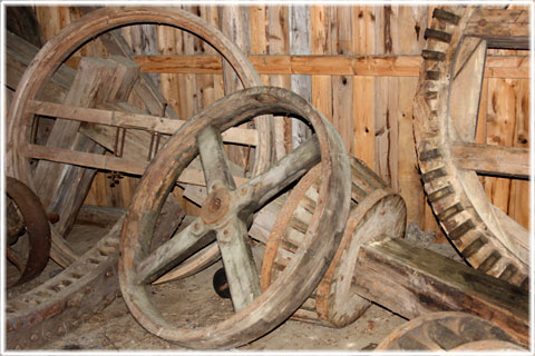 Kugghjul av tr vid Kyrkbinge vattensg